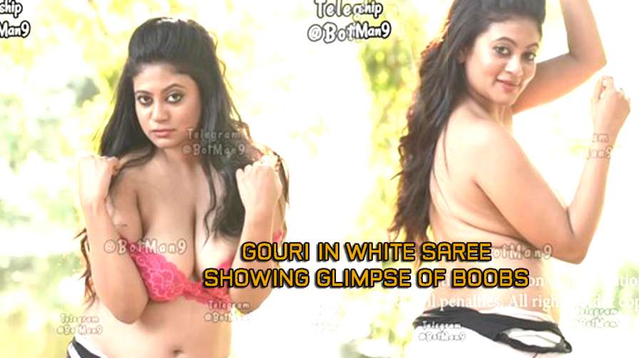 Gouri-in-White-Saree-Showing-Glimpse-of-Boobs-2022-Naari-Magazine-Outdoor-Shoot